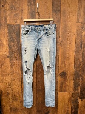 Allsaints men’s cigarette Light Wash Distressed Skinny Jeans 32x32